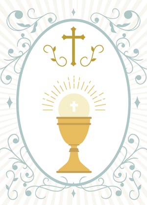 Album Photo Première Communion - 31x31cm - 20 Pages - Protection Papier De Soie - Décor Croix Calice épis