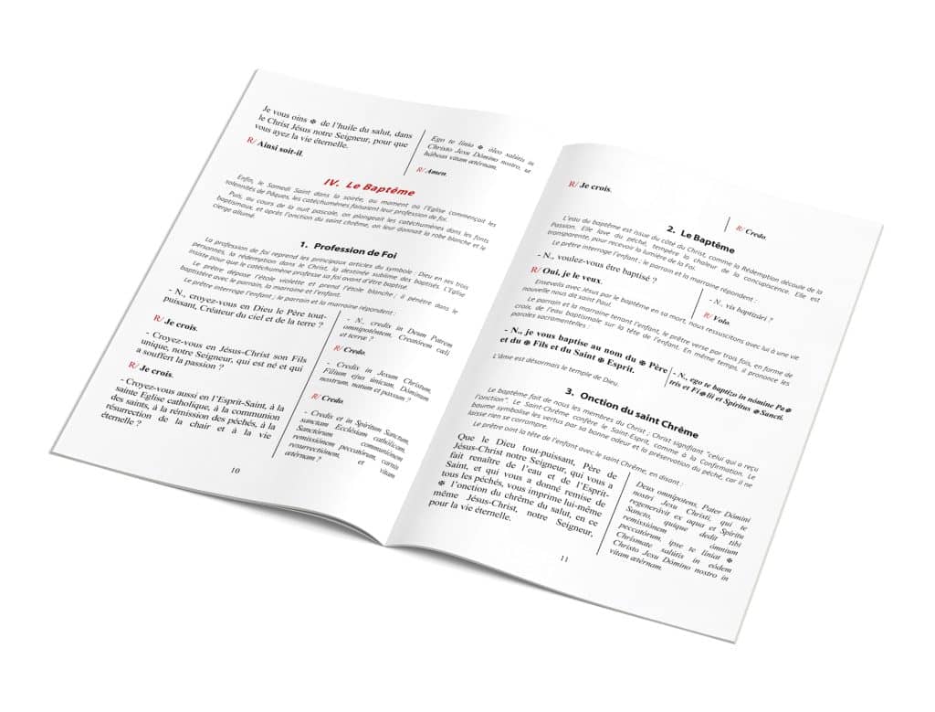 Livret de baptême selon le rite traditionnel