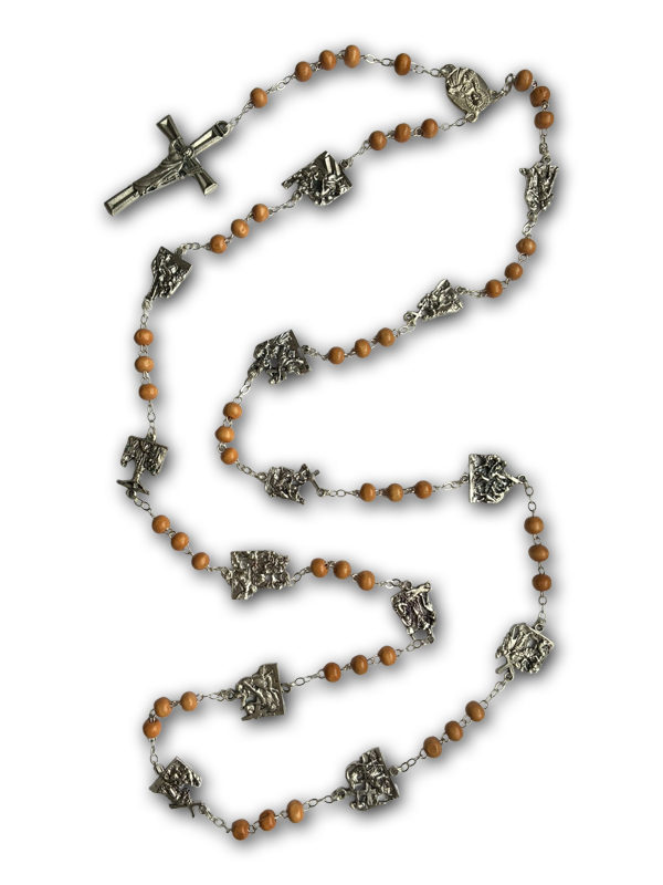 Chapelet du chemin de Croix perles en bois
